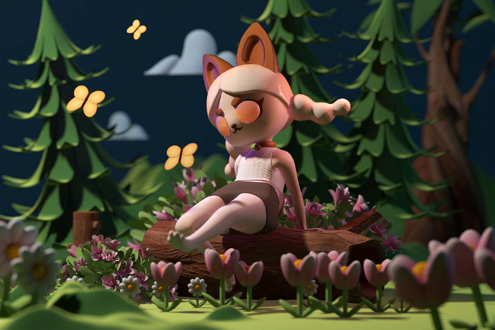 一组可爱的coolgirl来自我们往期c4d学员们的卡通人物ip作业