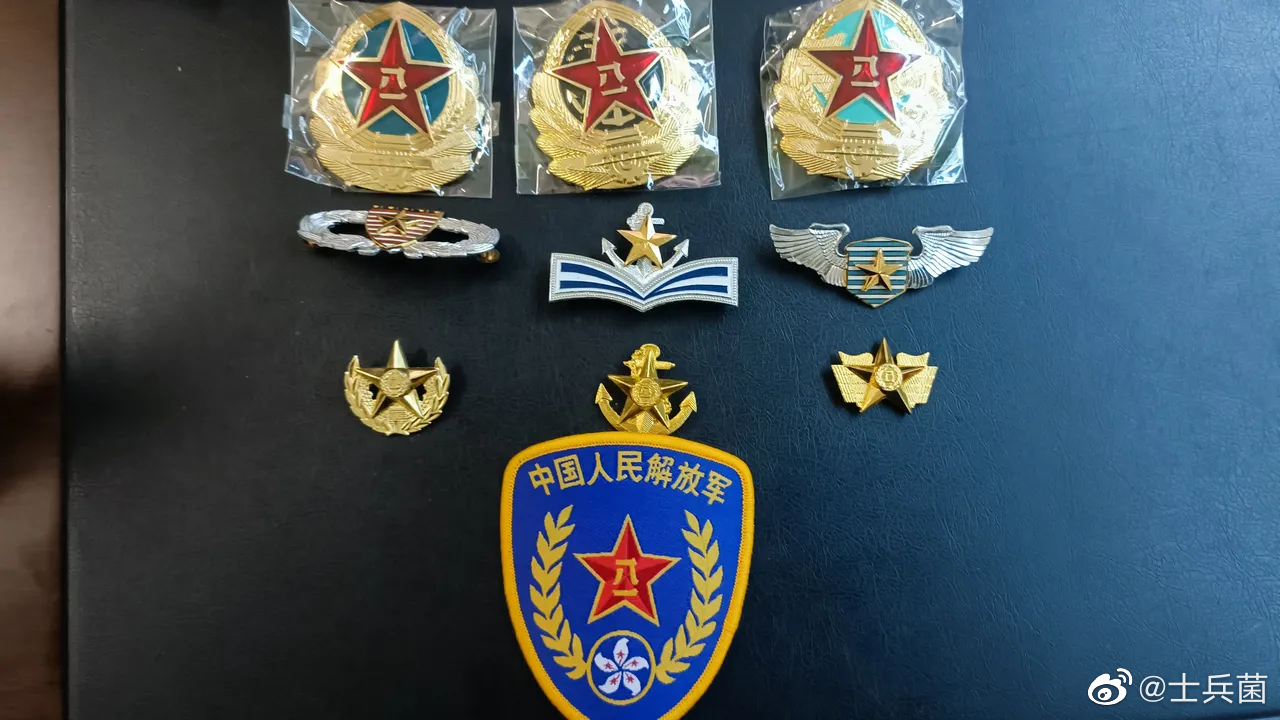 我的收藏97式驻港解放军帽徽领花胸标臂章