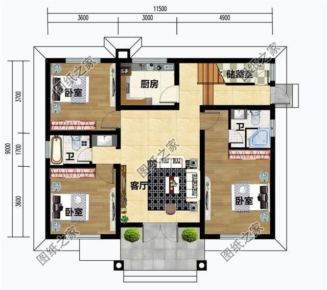 第三款:最新款农村三层自建房户型设计图以及户型图,开春就要盖一栋回