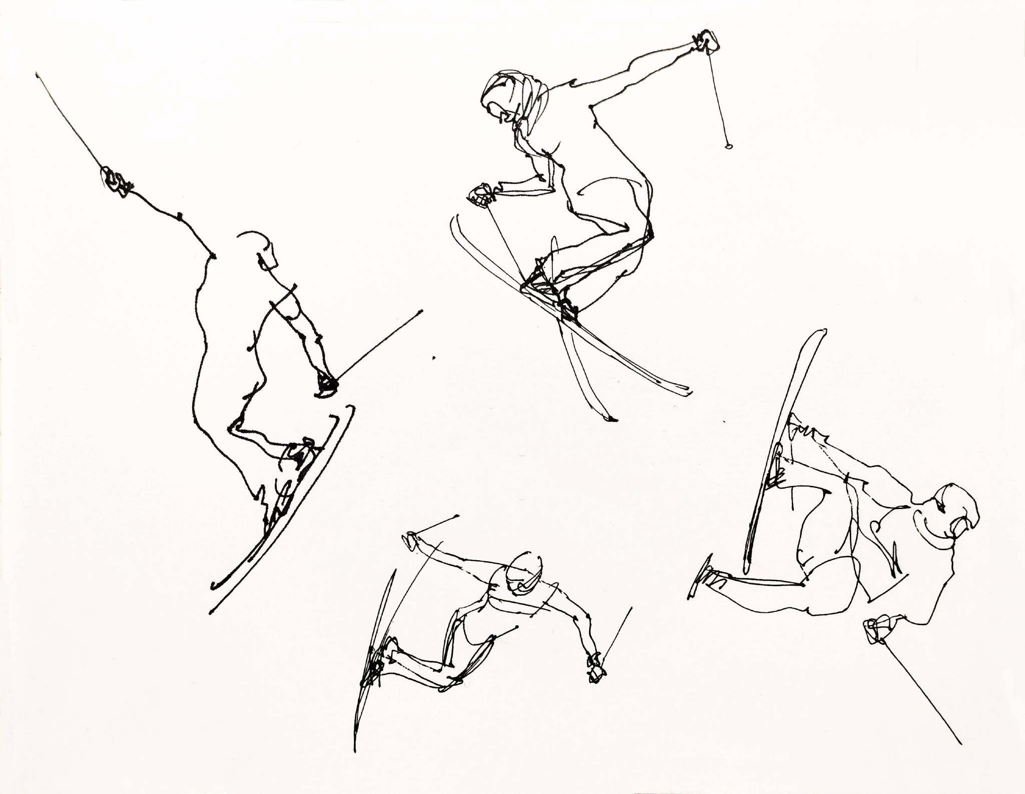 美院教授用速写定格谷爱凌的惊天一跳展现冬奥之美