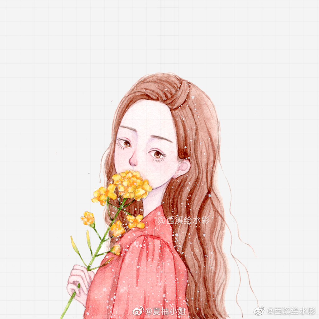 水彩少女头像97愿每一个女孩子都拥有幸福.@西溪绘水彩