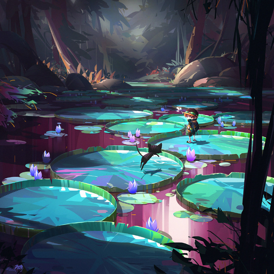 国内插画师yare yue用大刀阔斧的笔触描绘了一组奇幻场景