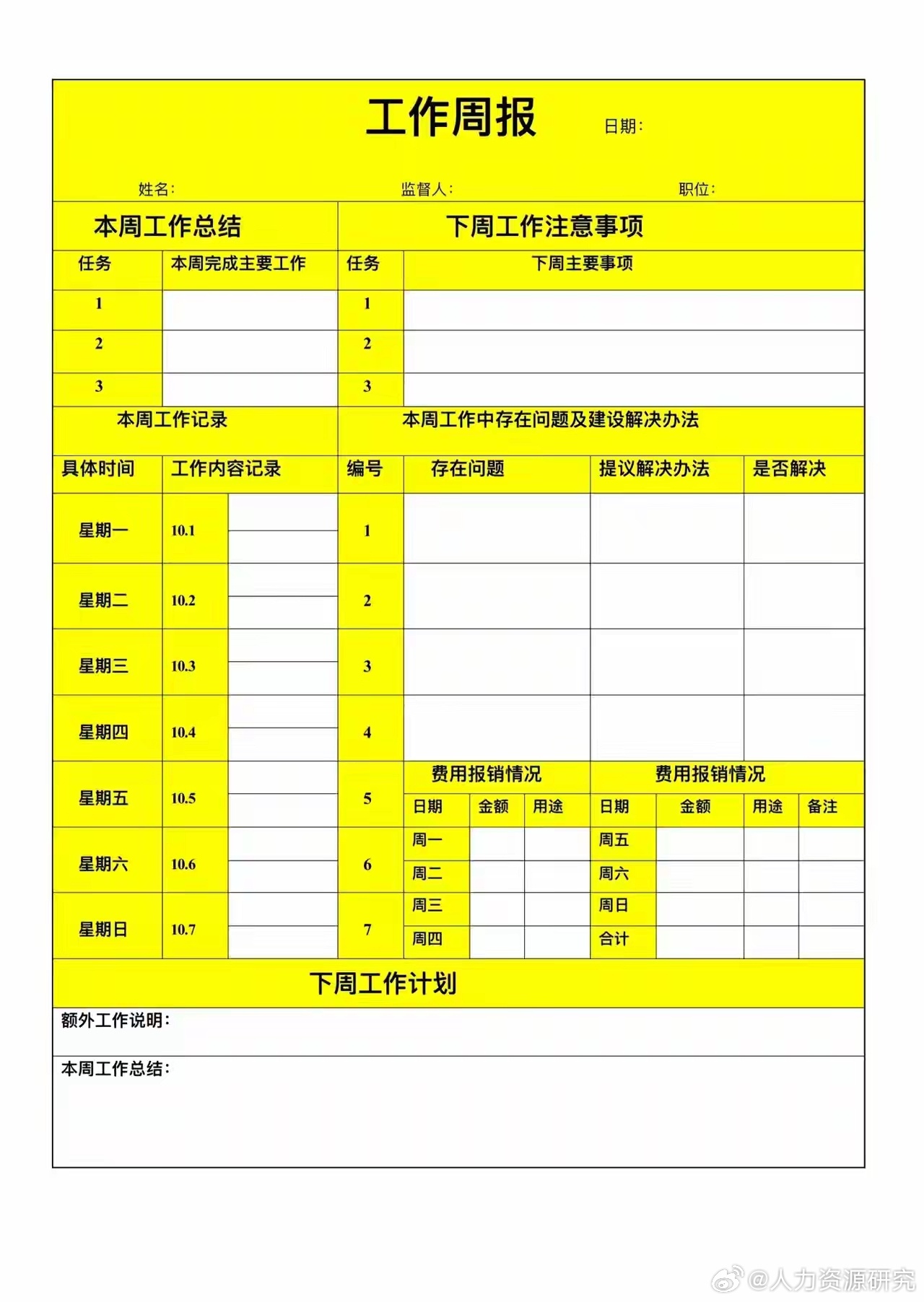 工作总结汇报计划表