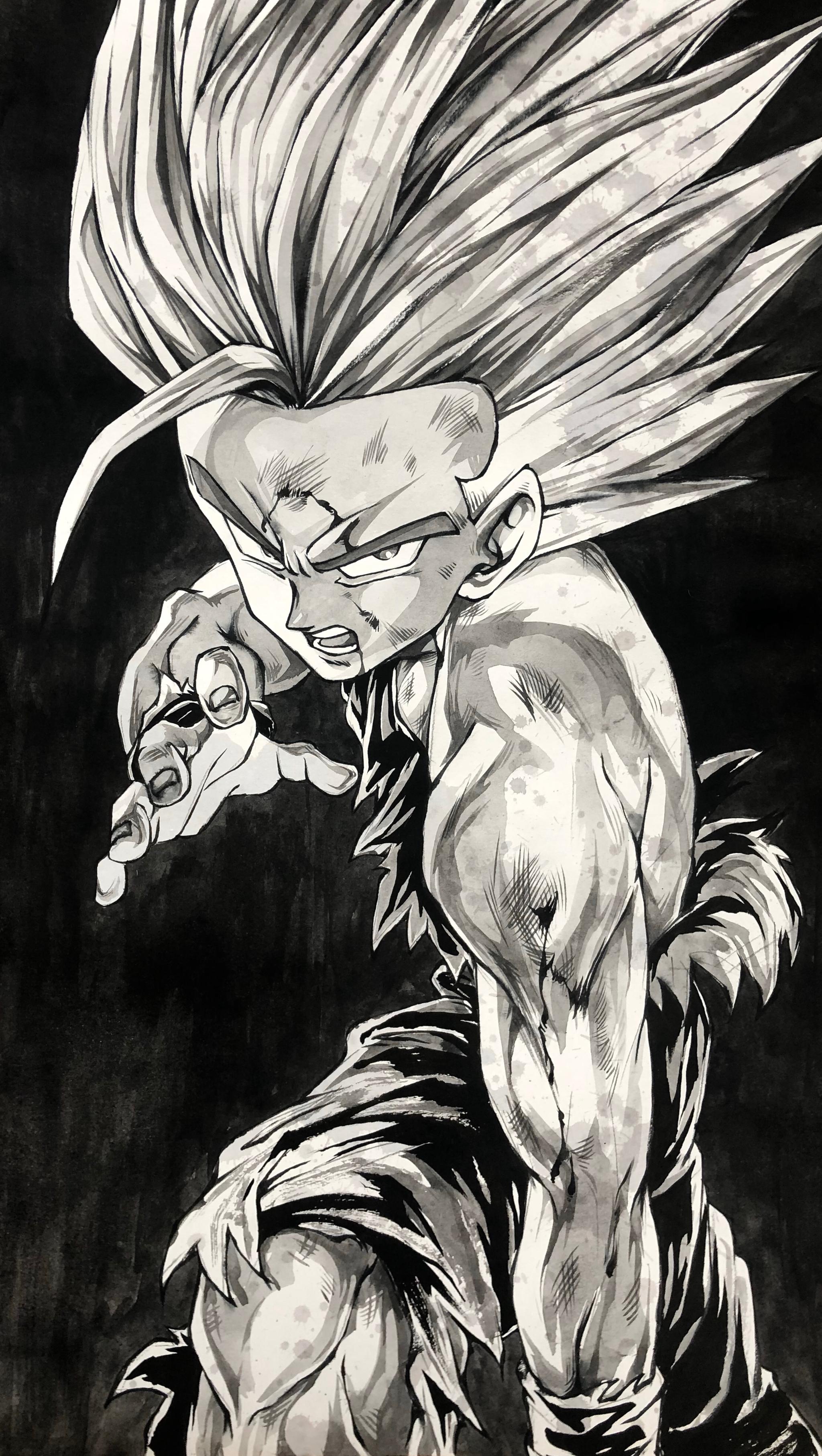 来自中国龙珠迷『@花二轮同学 』的墨水画创作投稿