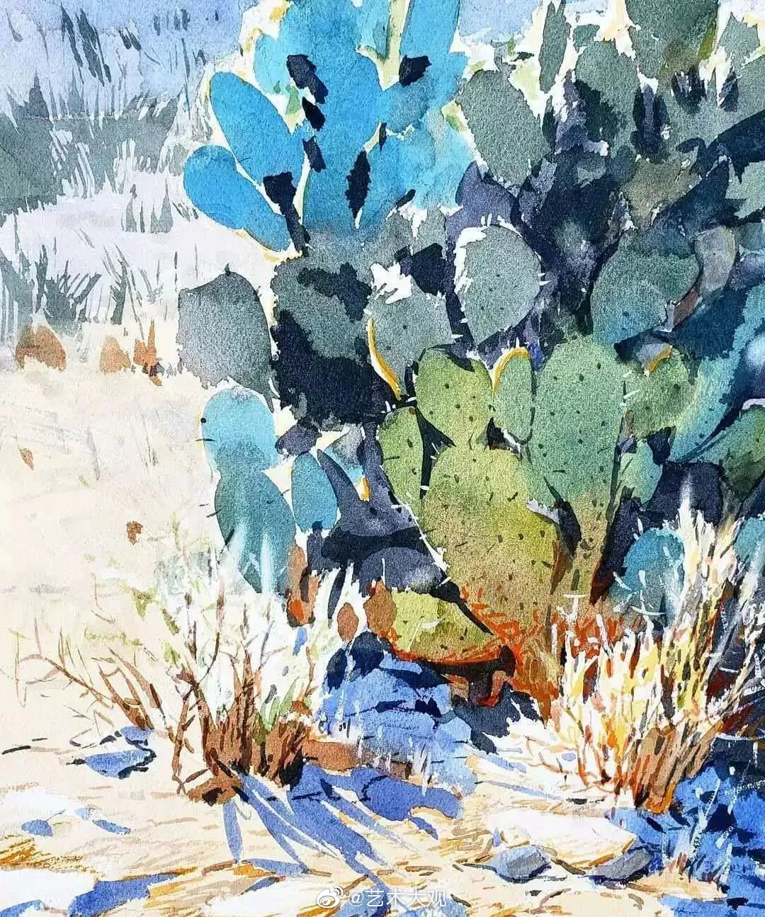 水彩画作品画面通透,技法纯熟,最可贵的是他的作品从构图到画面意境都