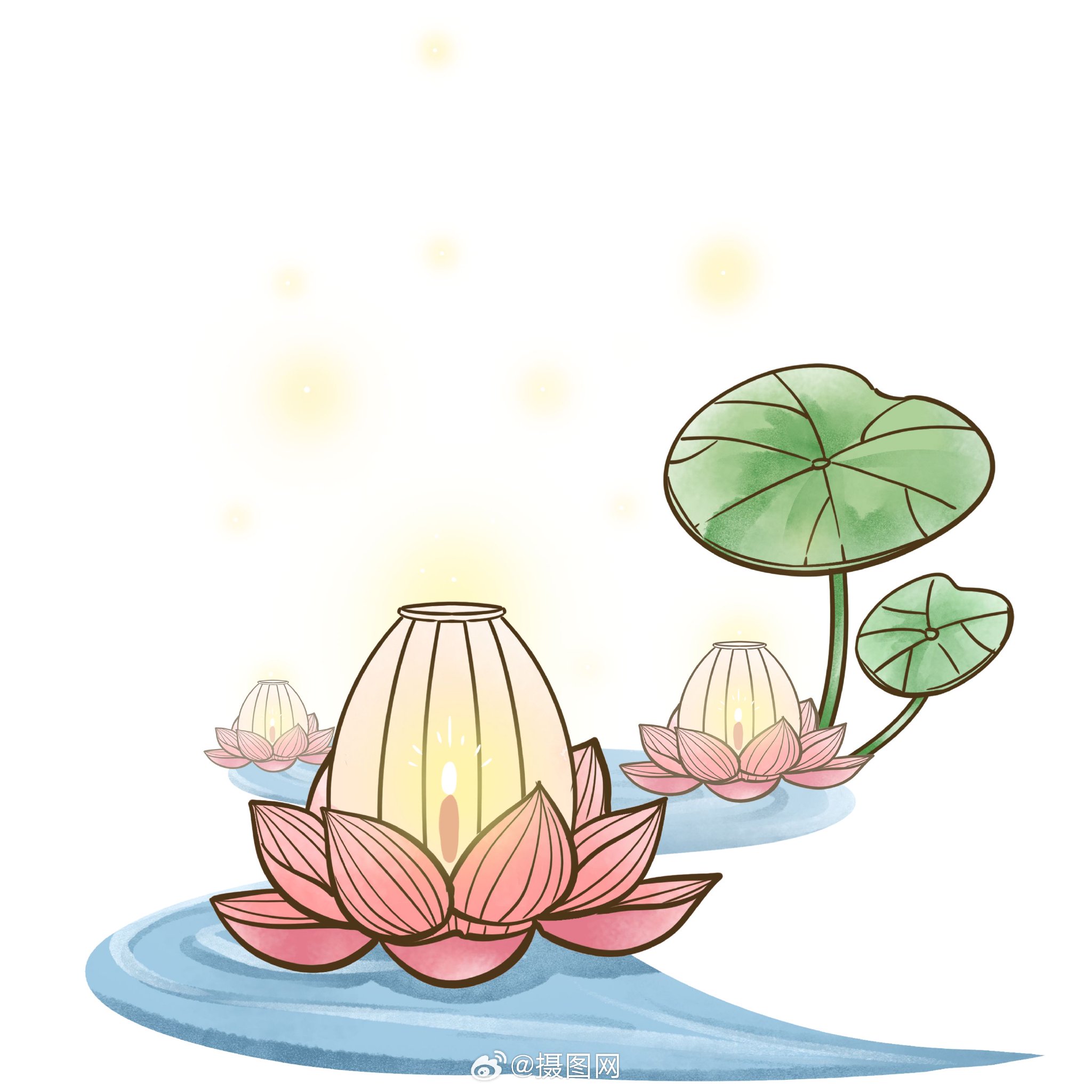 中元节思故 河灯免抠素材 版权素材 by 摄图网