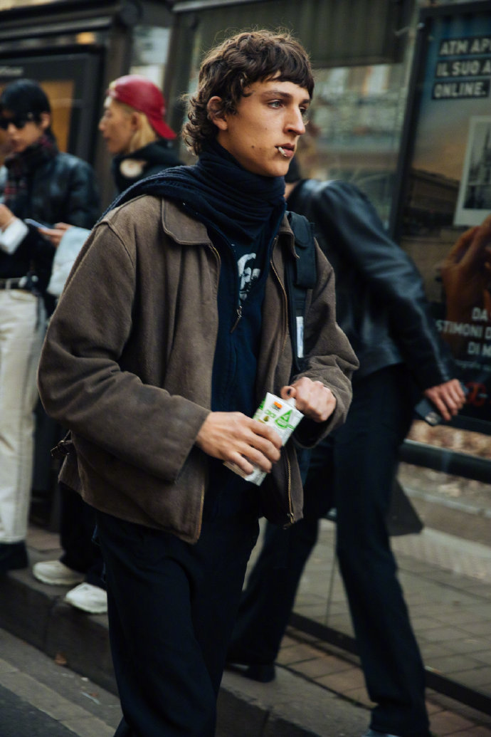 米兰2022秋冬男装时装周场外街拍