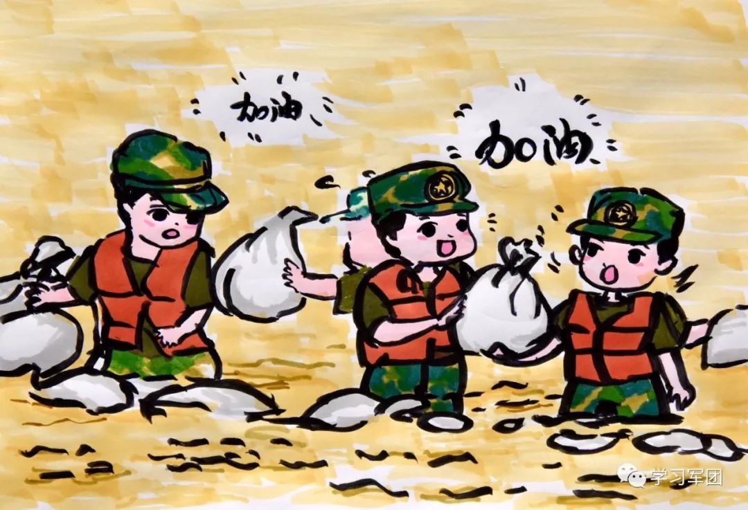 一个女兵的手绘浅浅画笔绘就军旅情深