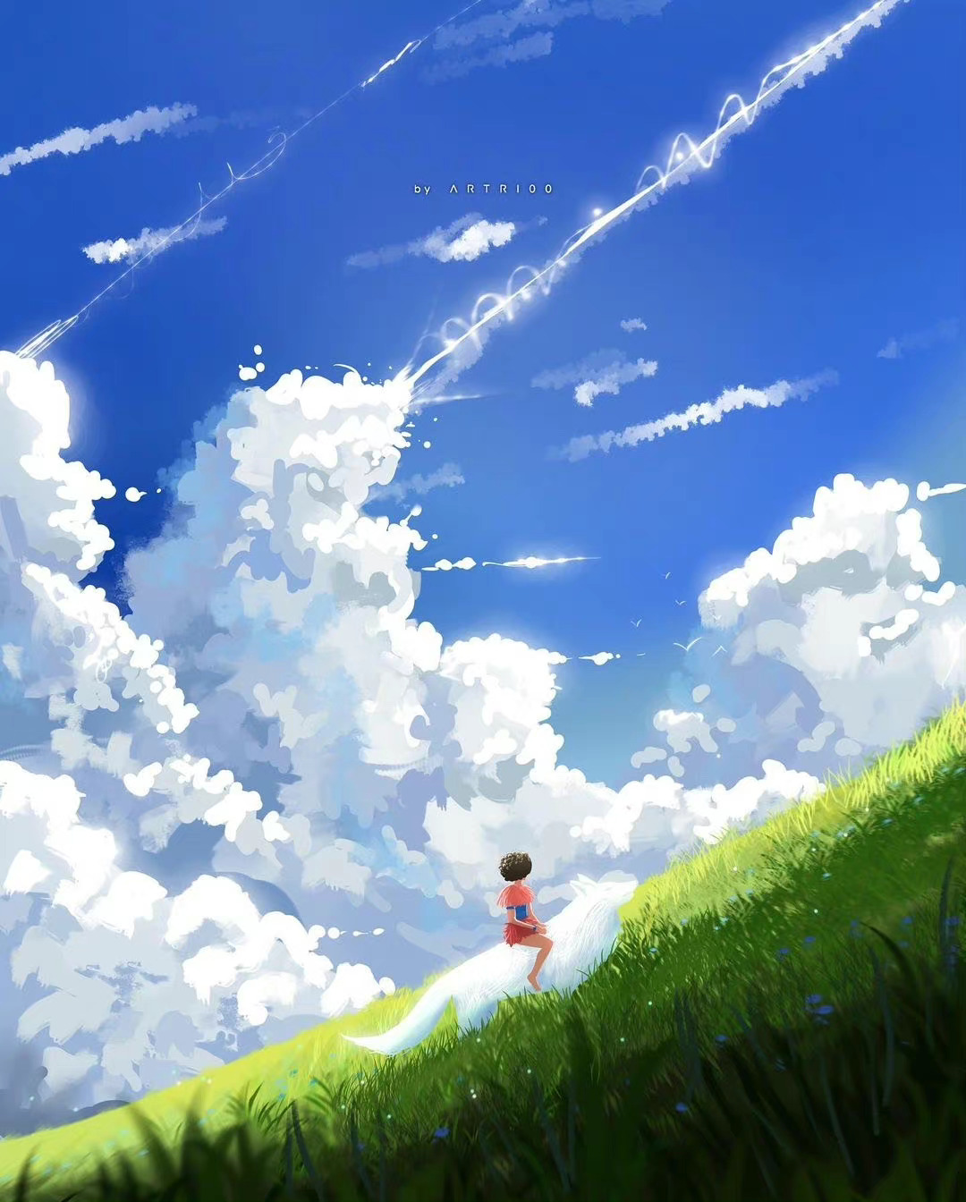 清新治愈的天空系列插画 插画师artri00