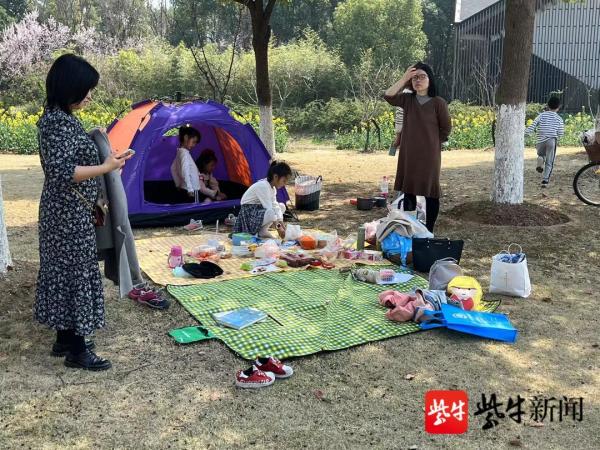 搭帐篷野餐轮滑双休日市民户外休闲乐趣多