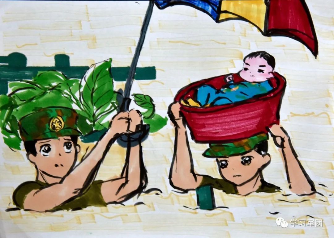 一个女兵的手绘浅浅画笔绘就军旅情深