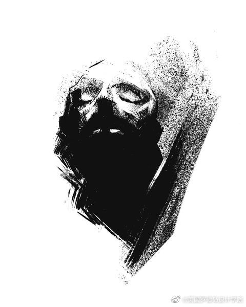 简单的黑白色调恐怖黑暗的风格插画bypretopasin