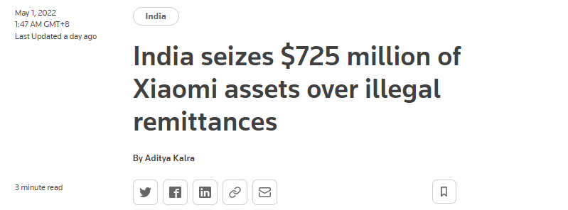 小米回应“遭印度扣押48亿资产”:费用账单合法真实 将澄清误会休闲区蓝鸢梦想 - Www.slyday.coM 小米回应“遭印度扣押48亿资产”:费用账单合法真实 将澄清误会休闲区蓝鸢梦想 - Www.slyday.coM