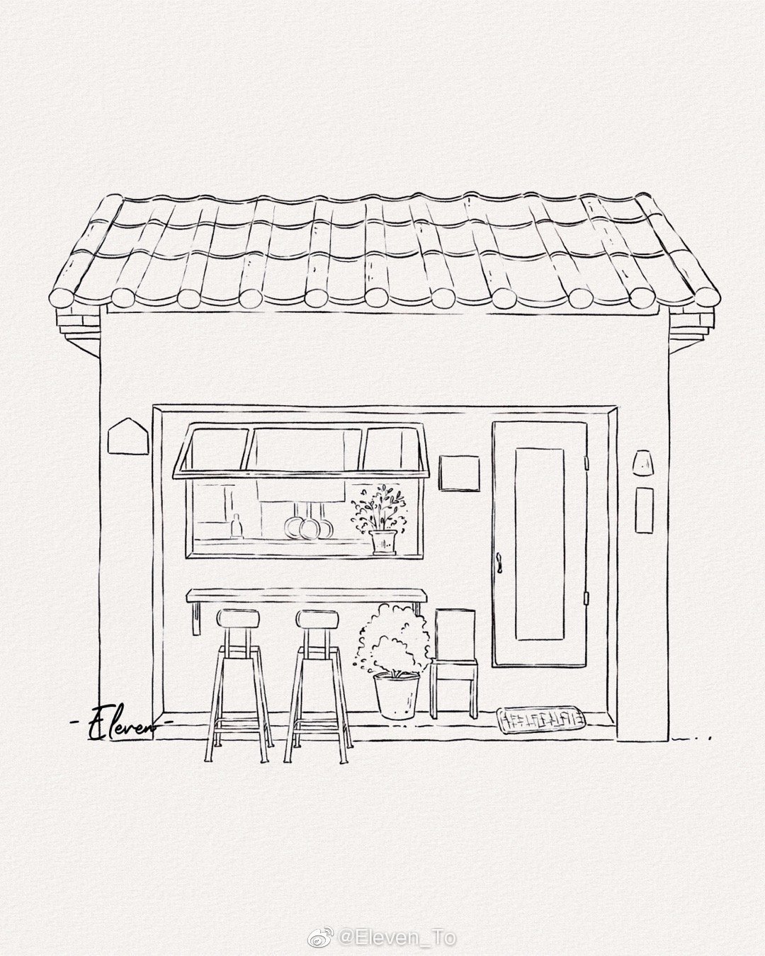 钢笔淡彩 | 街屋线稿合集__财经头条