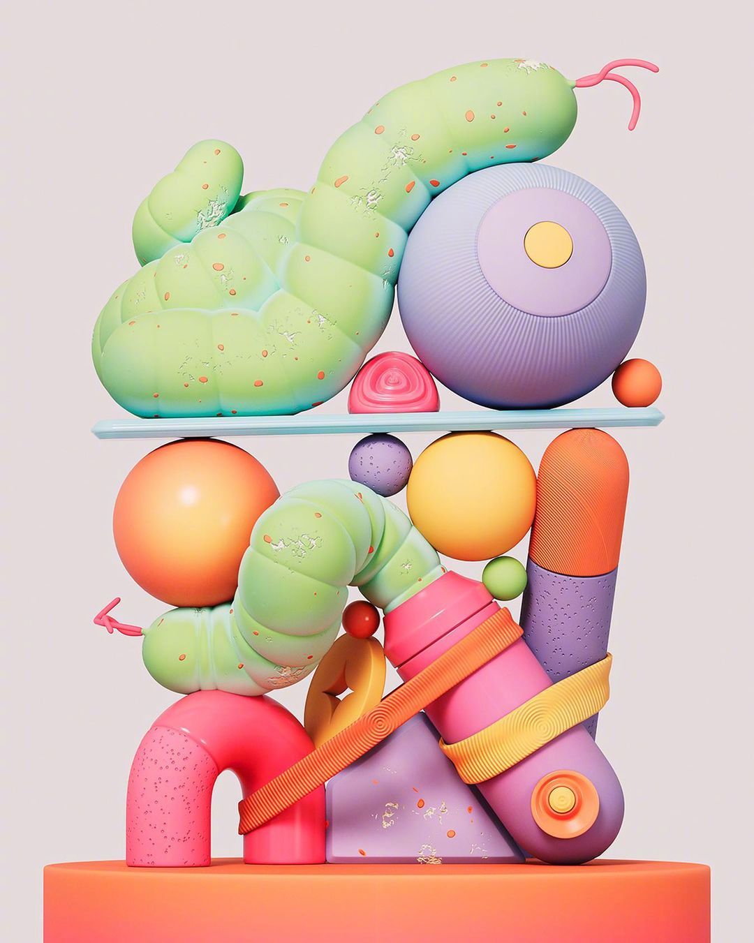 来自大神siddhantjaokar的一组c4d作品颜色质感一级棒