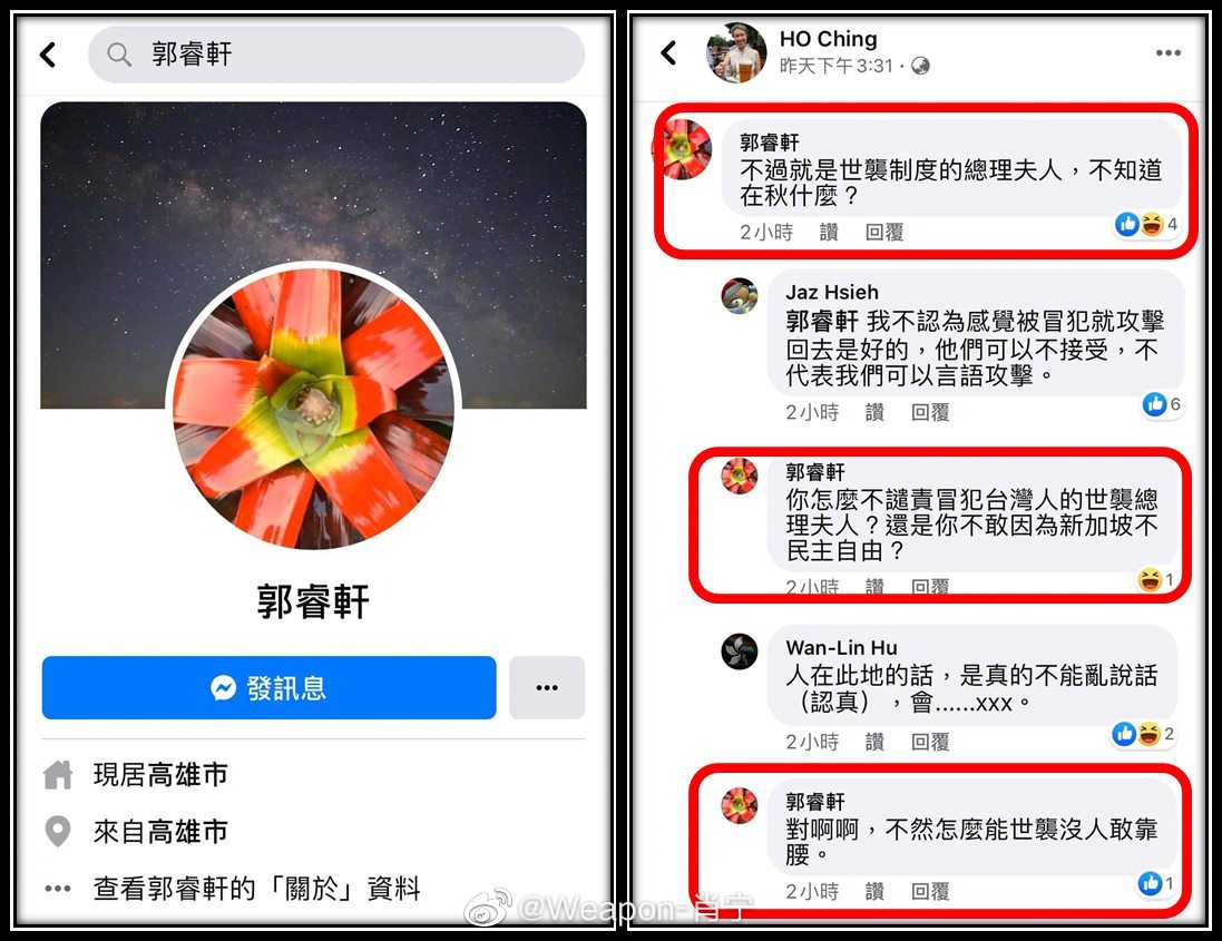 新加坡总理李显龙夫人何晶女士的社交媒体浏览了一下 9000多则留言