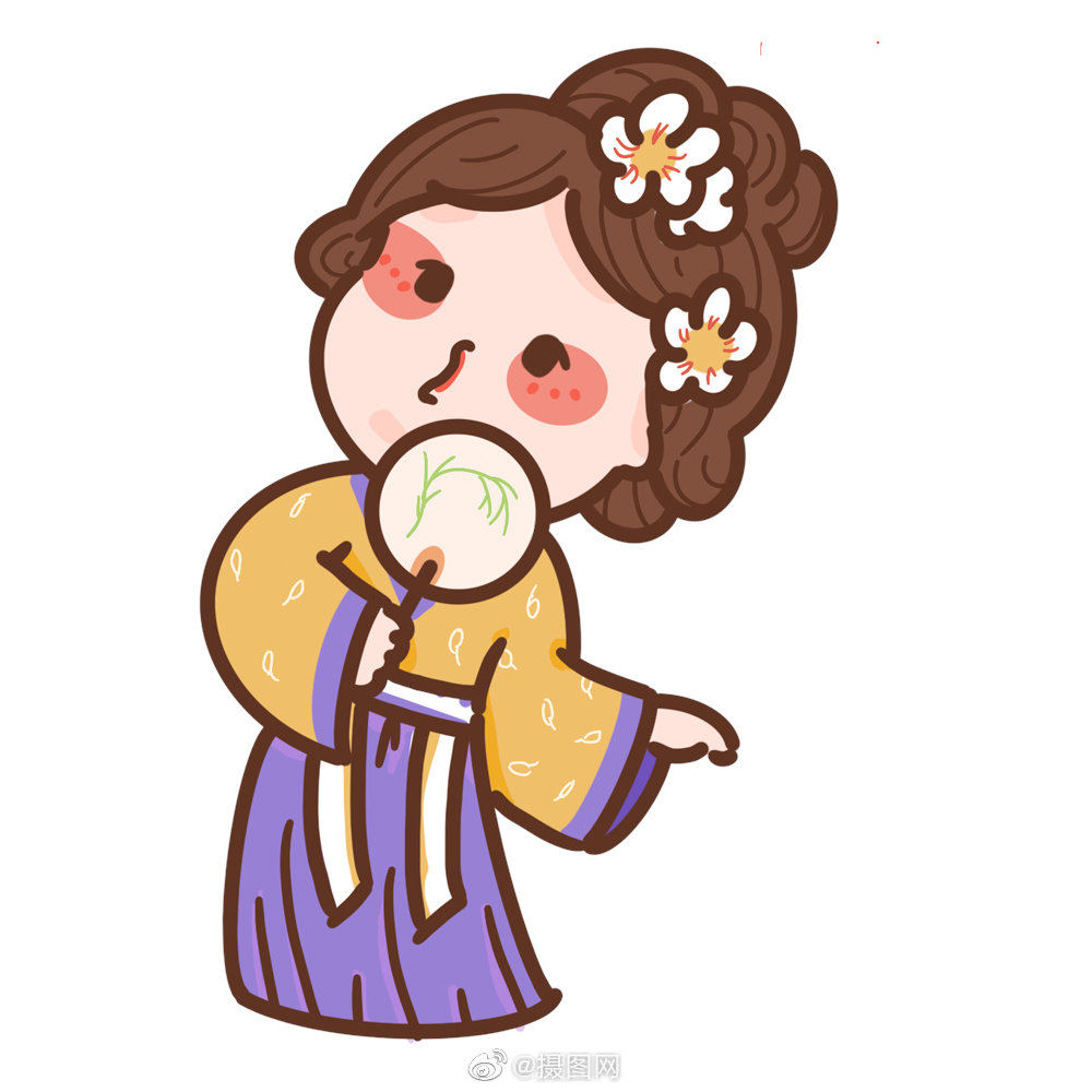 免抠素材|可可爱爱唐朝仕女手绘人像插画__财经头条
