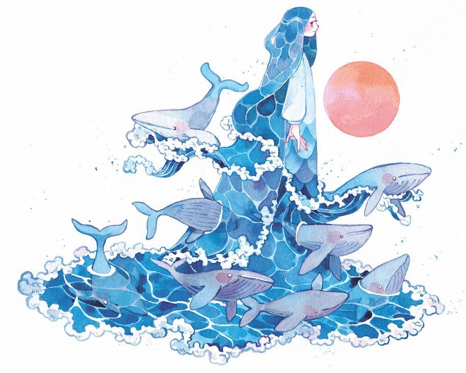 加拿大插画师marutibitamin清新梦幻的水彩人物绘画