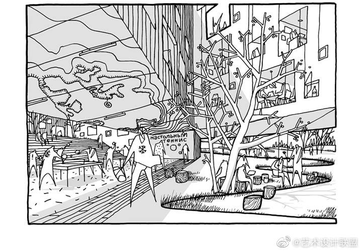 俄罗斯伊尔库茨克智能学校 这些有屋顶的公共空间结合