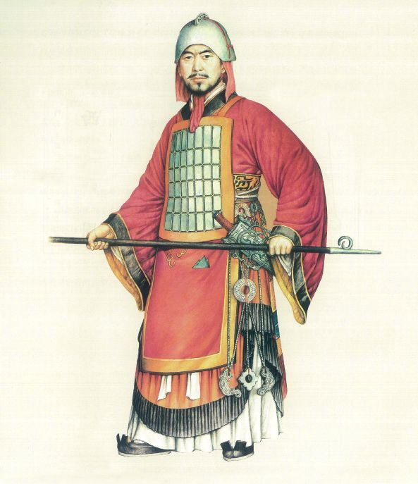 西周武士复原图,出自《中国古代军戎服饰》(刘永华著,清华大学出版社)