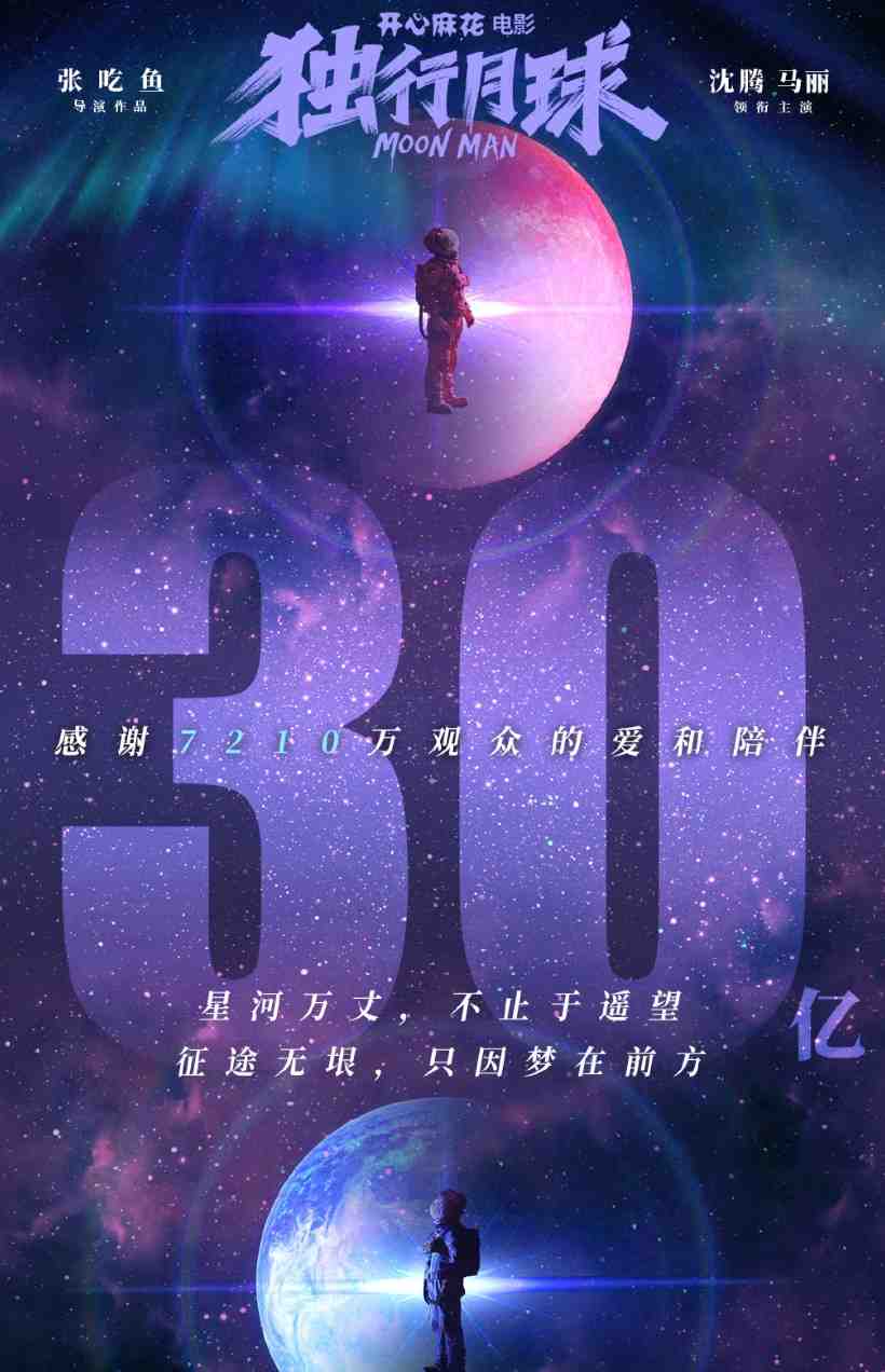 《独行月球》破30亿，成中国影史第15部票房超30亿影片休闲区蓝鸢梦想 - Www.slyday.coM