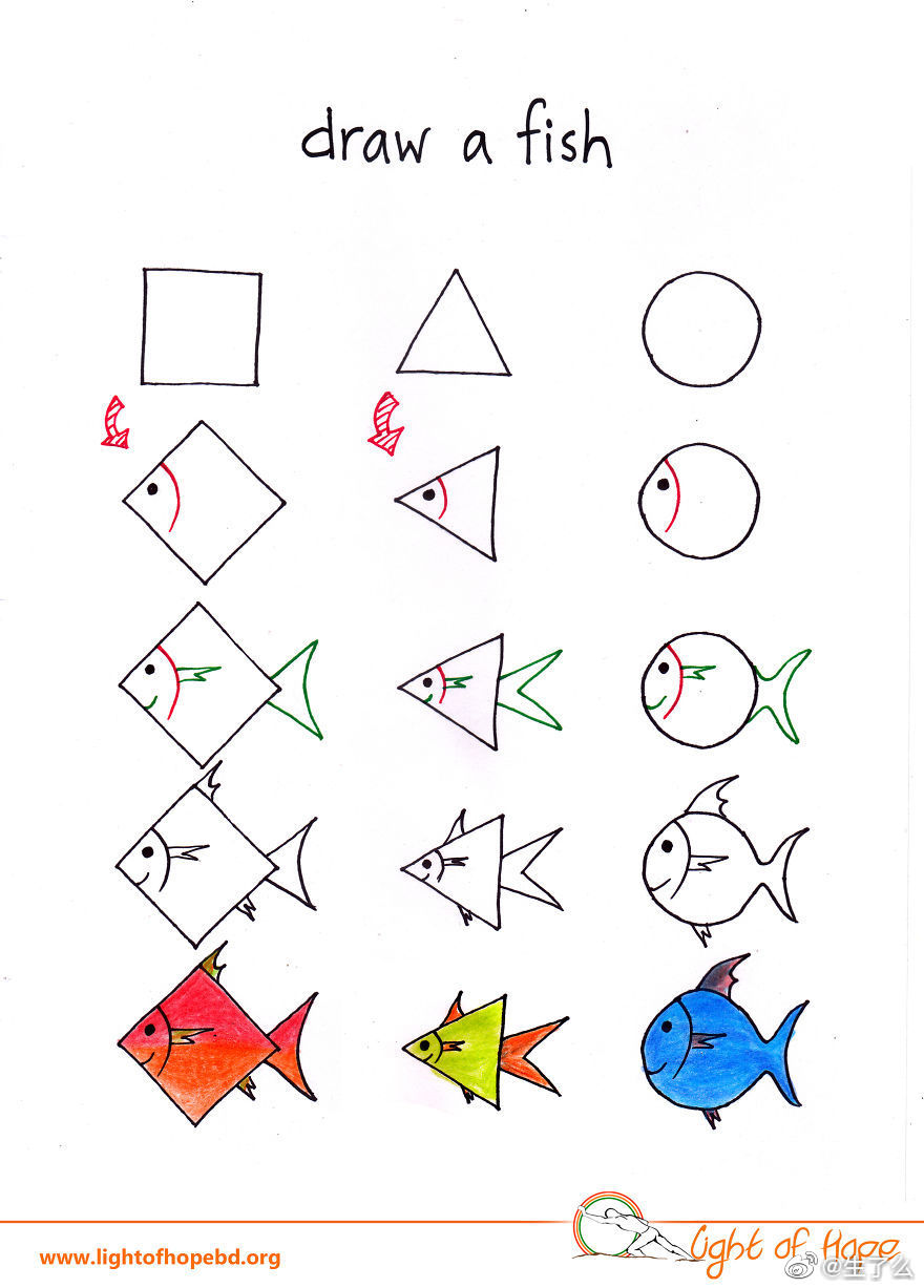 来几个三角形,正方形,圆形组成的简笔画