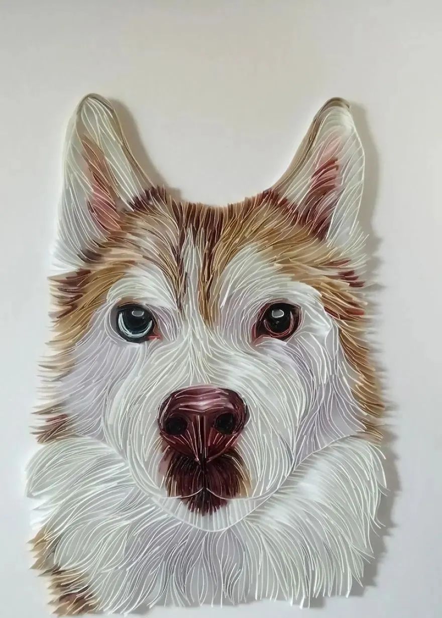 退休阿姨在家用纸条作出让人惊艳的动物画