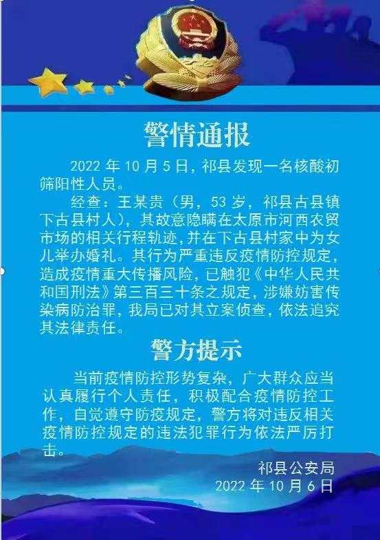 山西一阳性男子被立案！隐瞒行程回家给女儿办婚礼休闲区蓝鸢梦想 - Www.slyday.coM