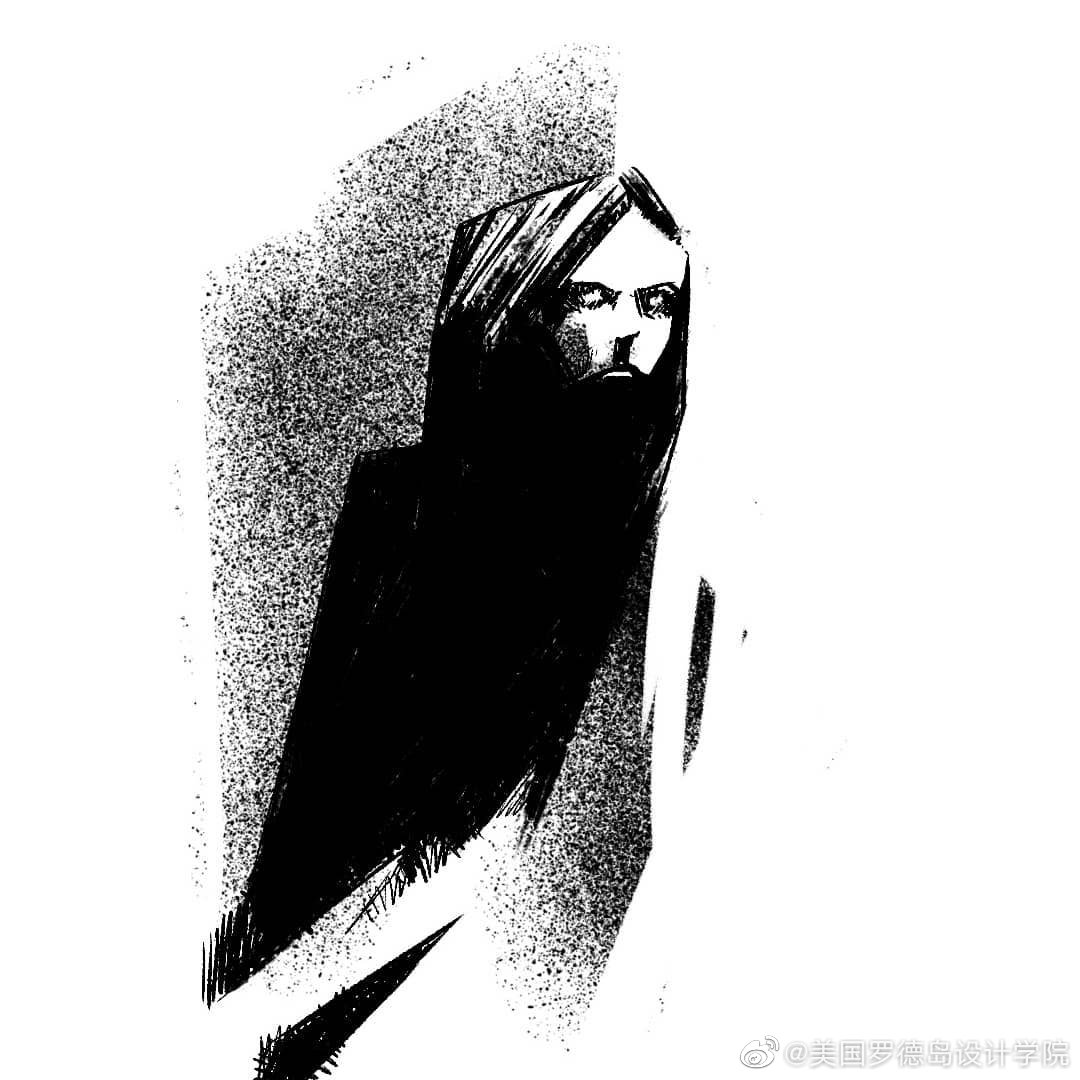 简单的黑白色调恐怖黑暗的风格插画bypretopasin