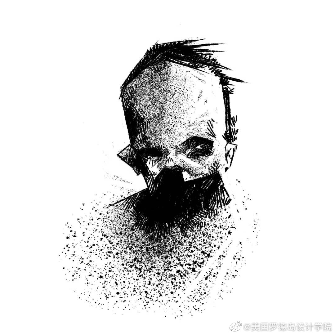 简单的黑白色调恐怖黑暗的风格插画bypretopasin