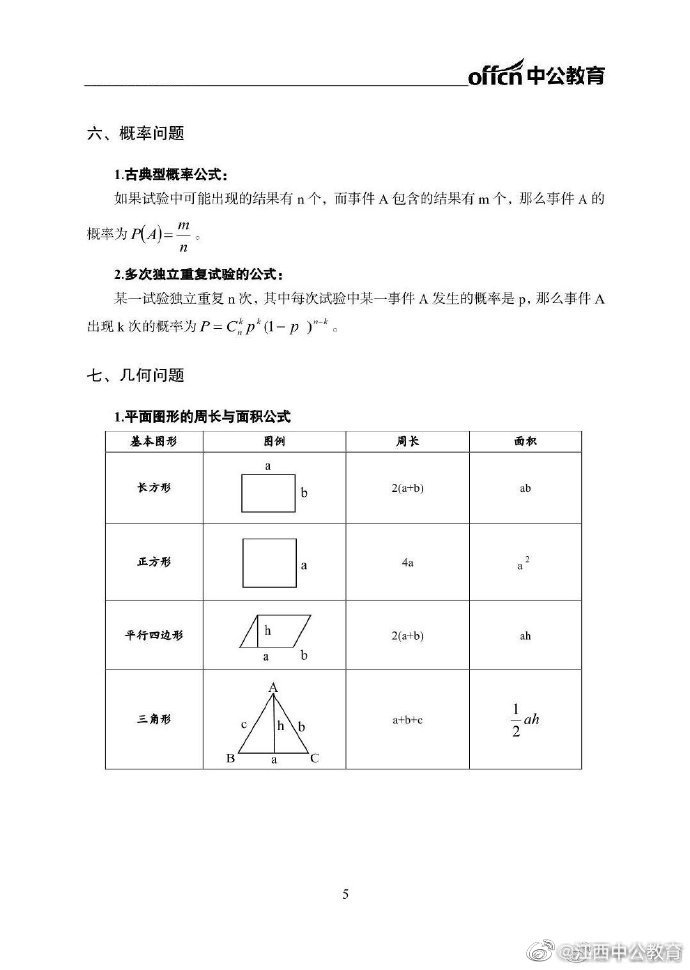 公考行测数量关系、资料分析必背公式大全