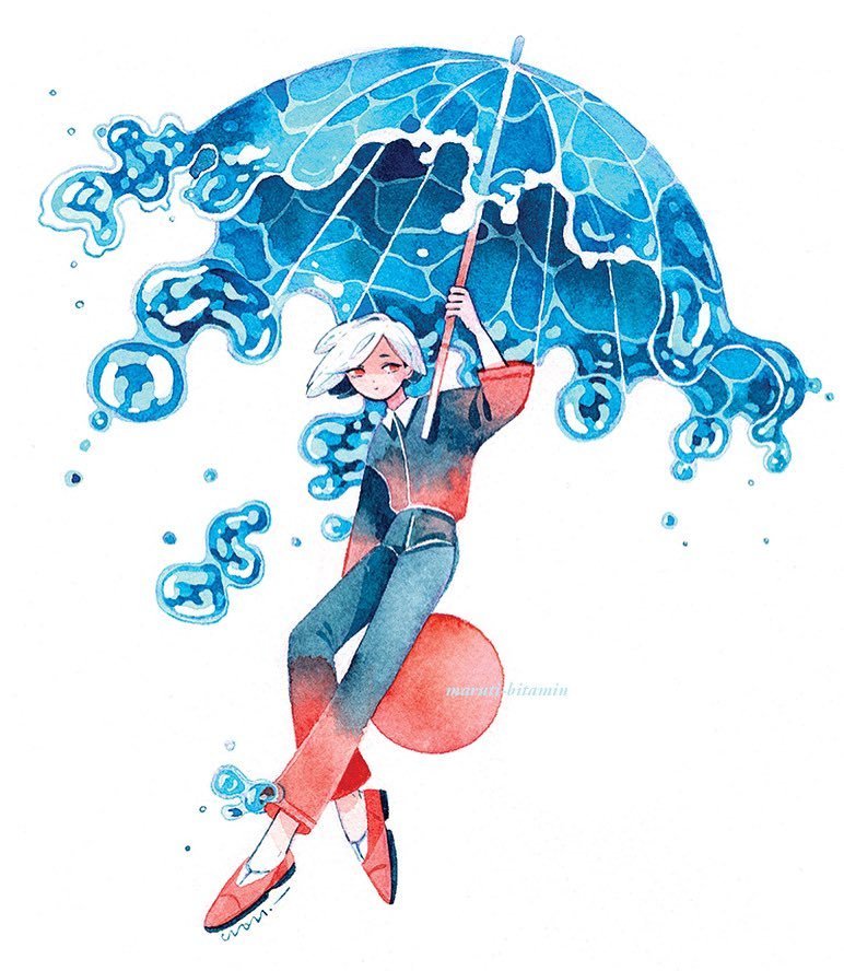 加拿大插画师marutibitamin清新梦幻的水彩人物绘画