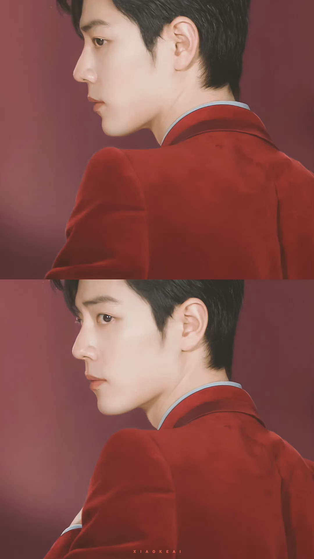 肖战红丝绒西装大片截修图来近距离感受一下