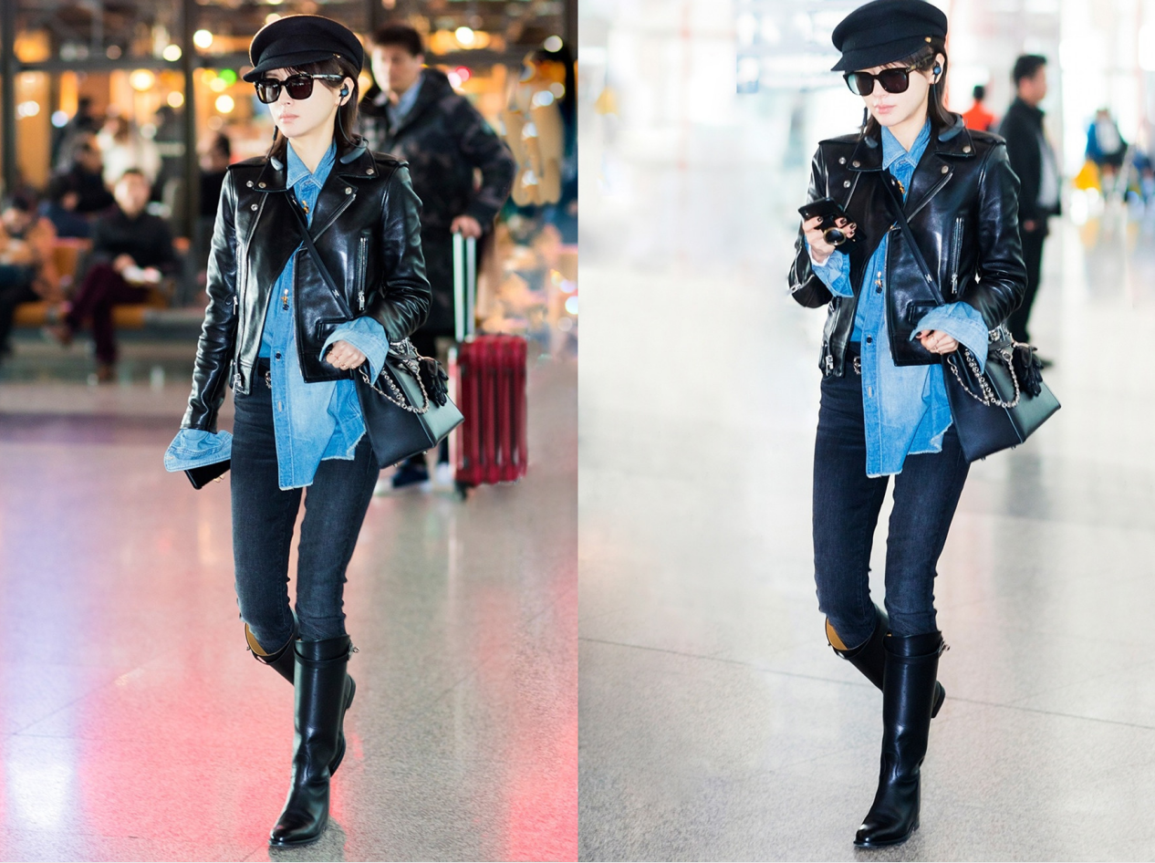 王子文承认有儿子后现身大波浪头配短款夹克辣妈造型挺迷人