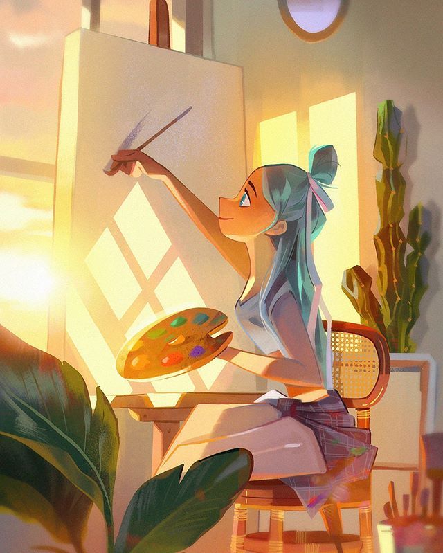 插画师leepixx的一组日常生活插画作品温暖的光影