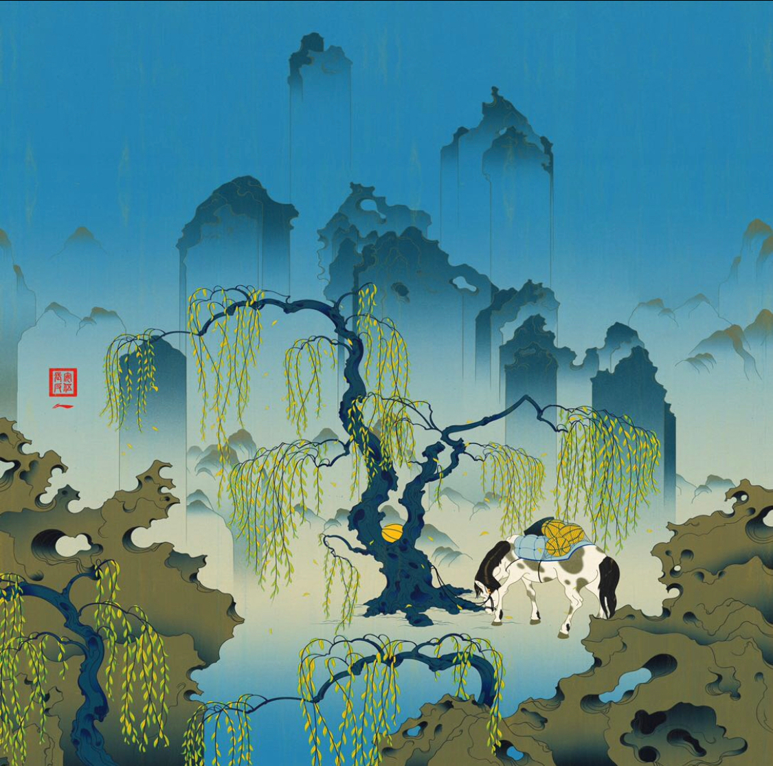 最新的城市系列画卷图案《长安少年·街头盛宴》由艺术家andrew