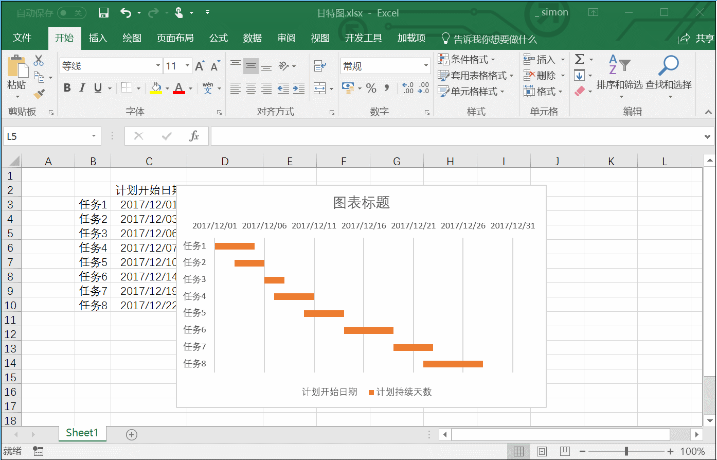 工作必备五分钟搞定excel甘特图的设计制作