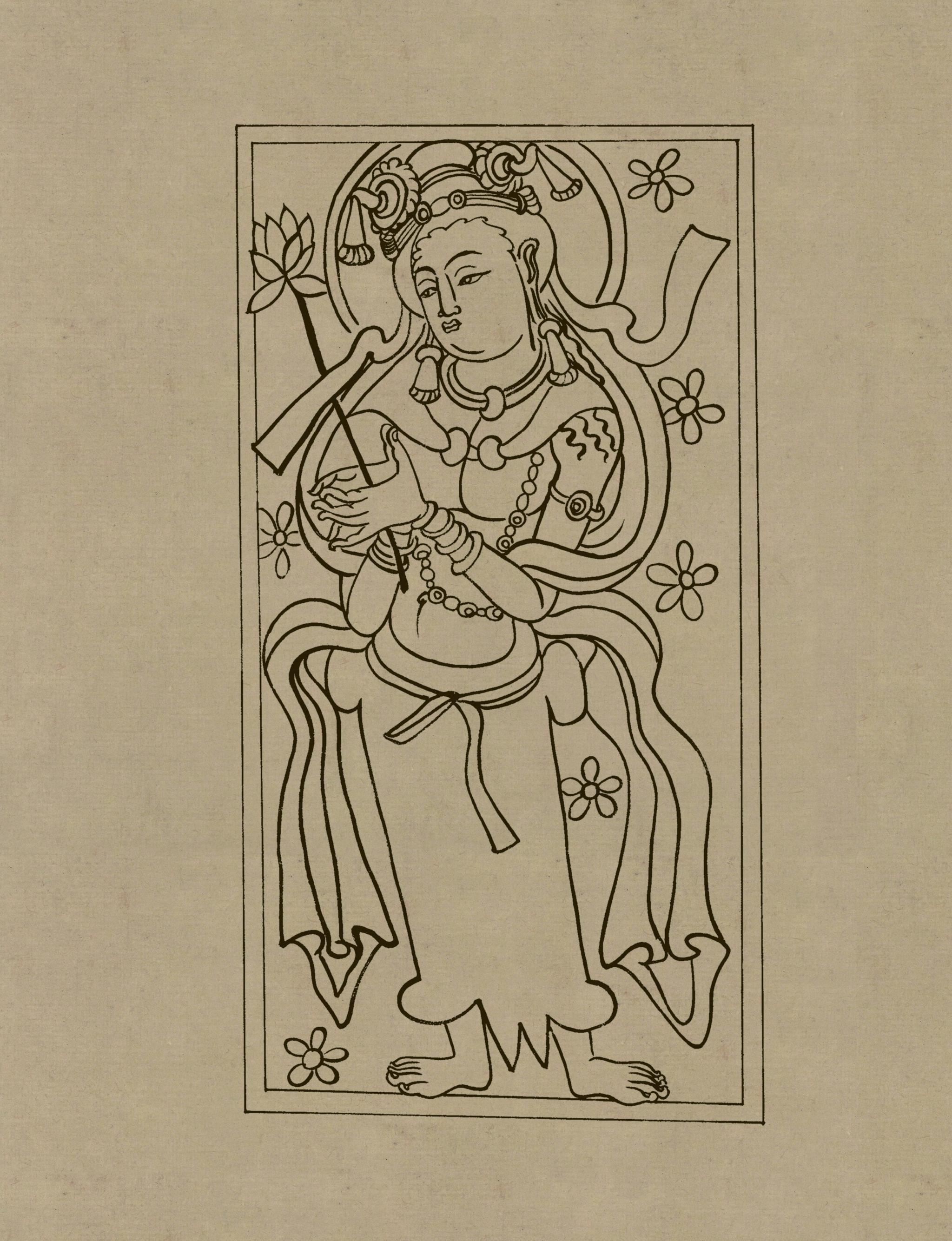 高清敦煌莫高窟壁画线描人物稿,需要的