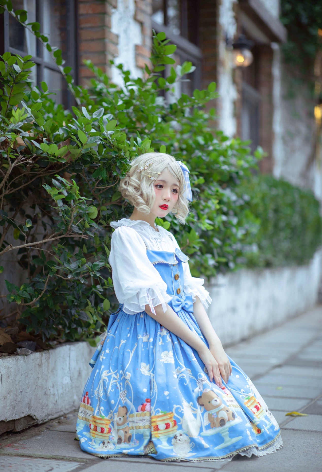 金发洋娃娃lo娘,穿蓝色裙子的小天使,连呼吸都带着奶油的香甜