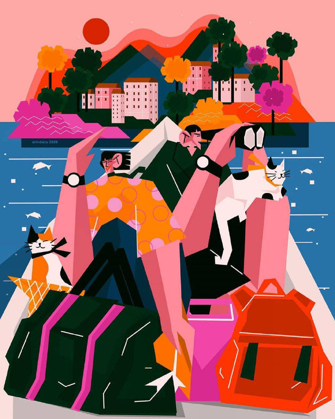 一组几何图形组成的人物插画设计:erindwia_高清图集_新浪网