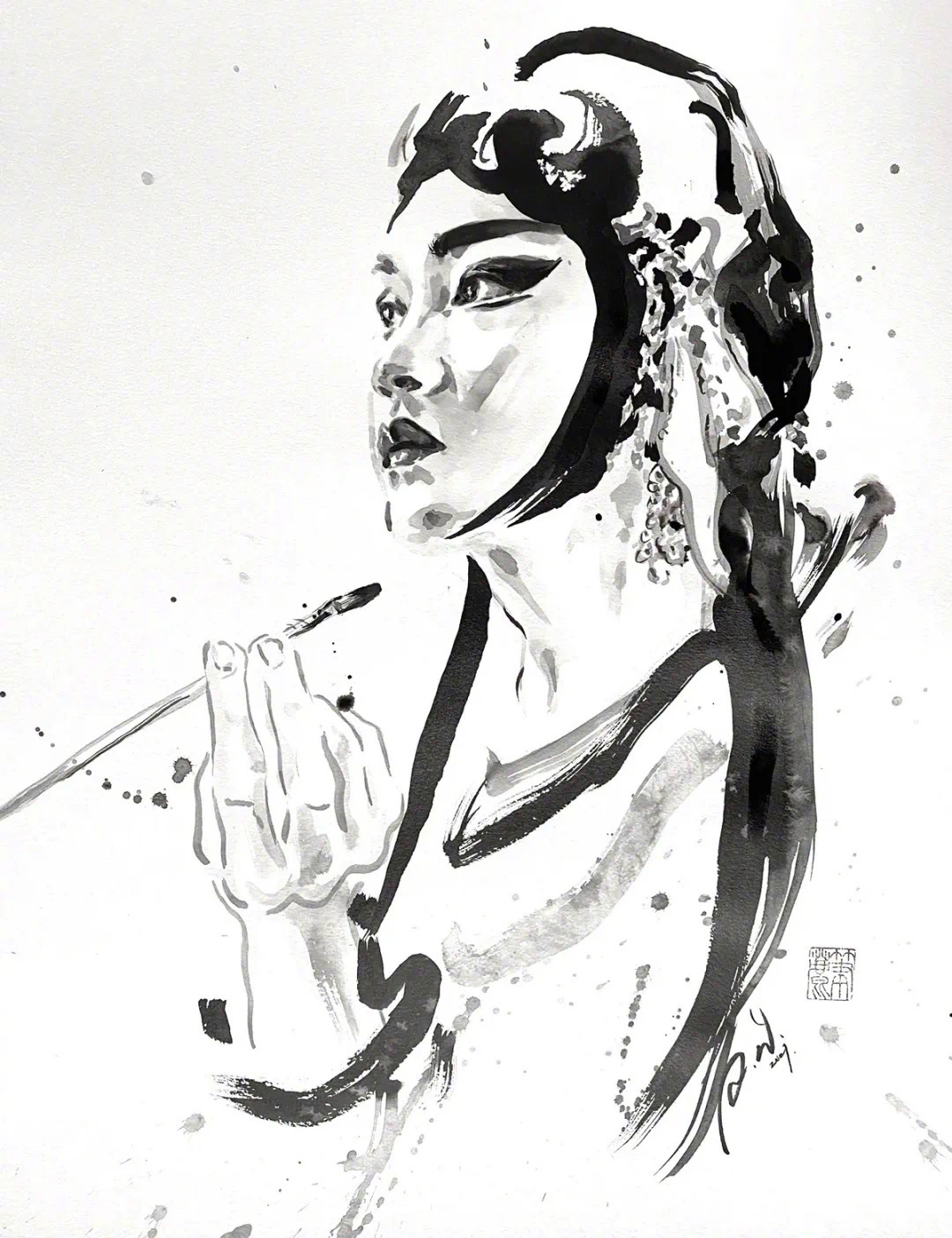 华裔女画家anitayanwong笔下的中西合璧水墨画