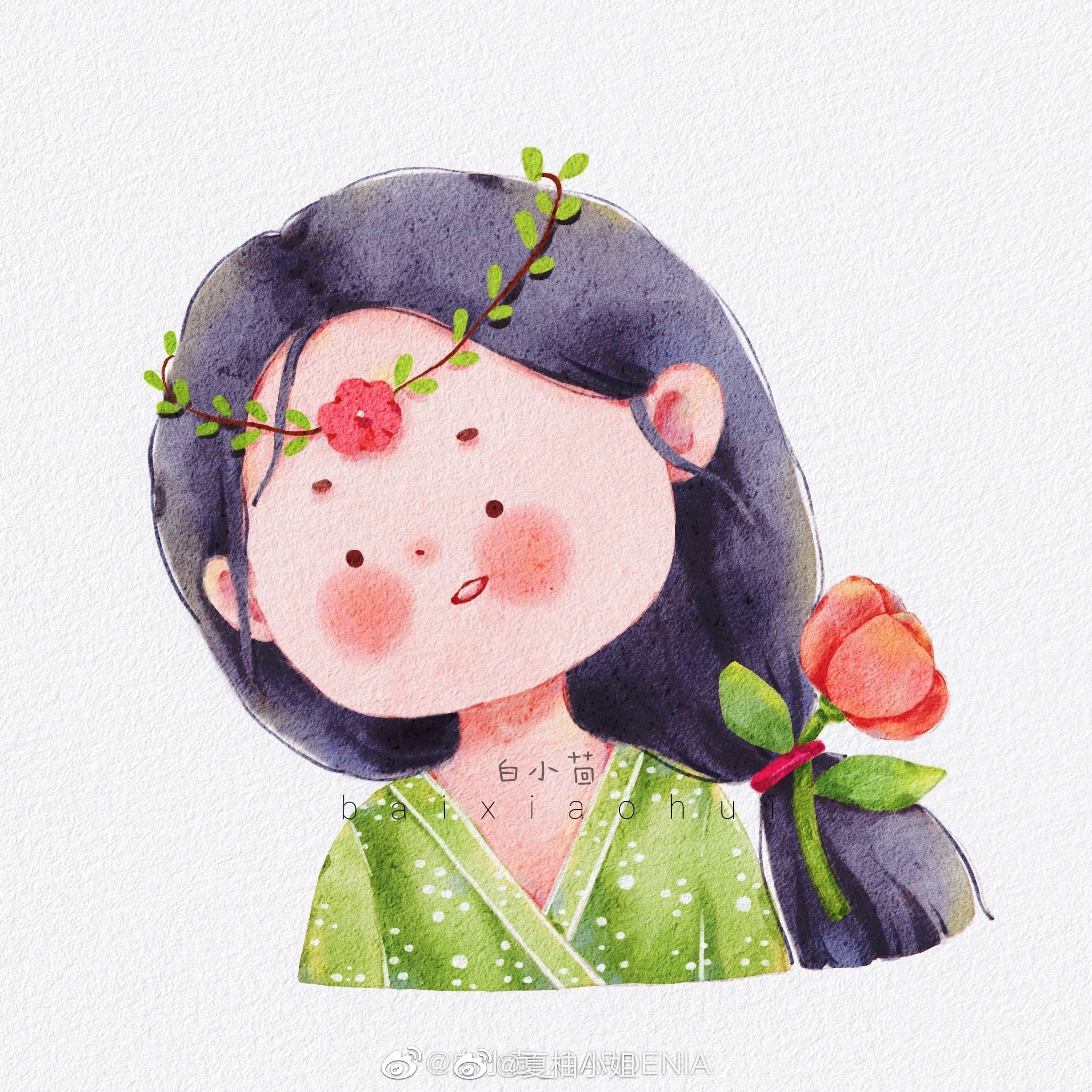 ipad水彩风手绘萌娃头像