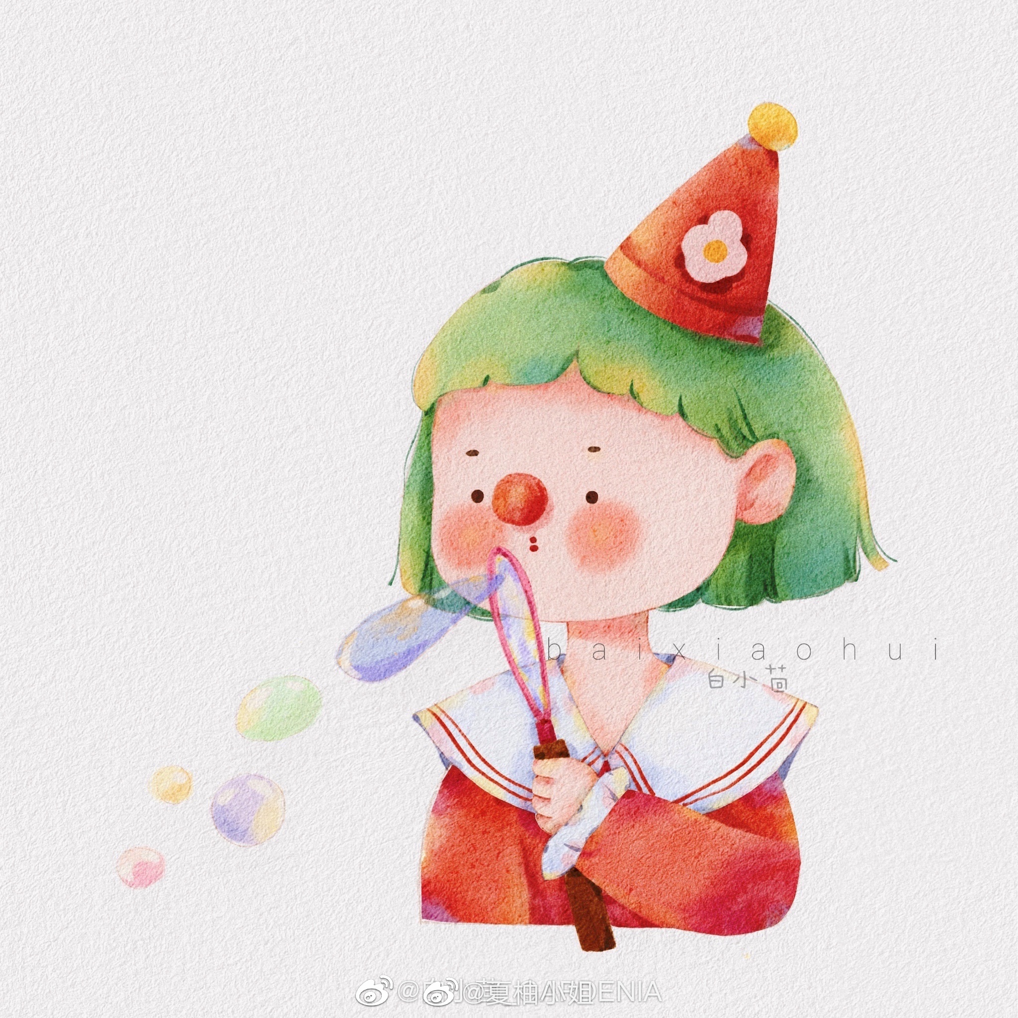 ipad水彩风手绘萌娃头像