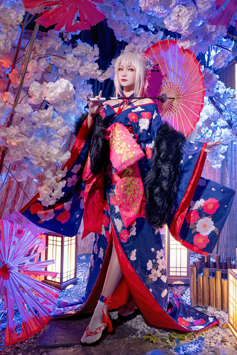 fate 吾王cos,一字肩和服优雅知性,这是master们的saber吗?