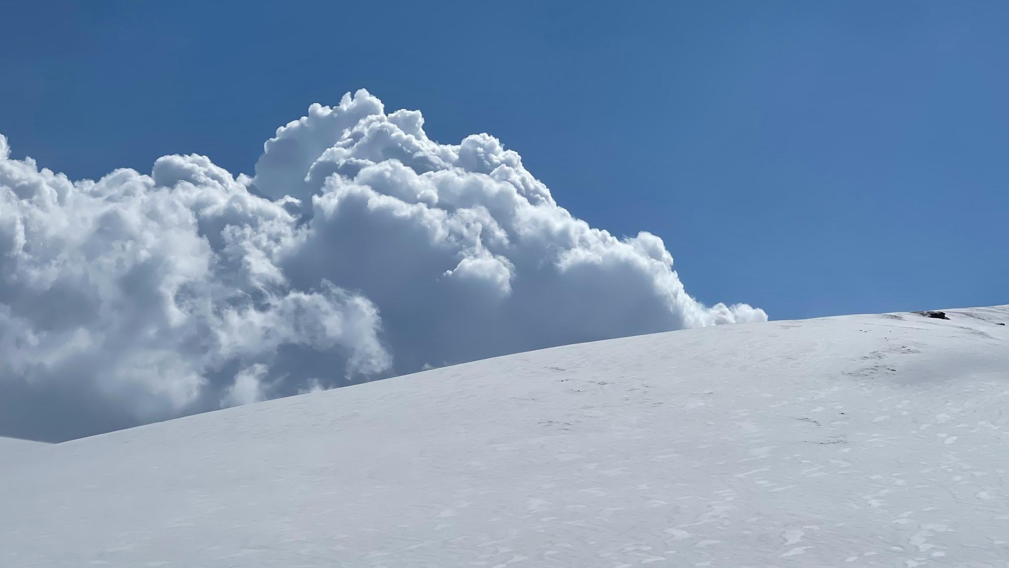 新疆路途中的雪山,蓝天和白云