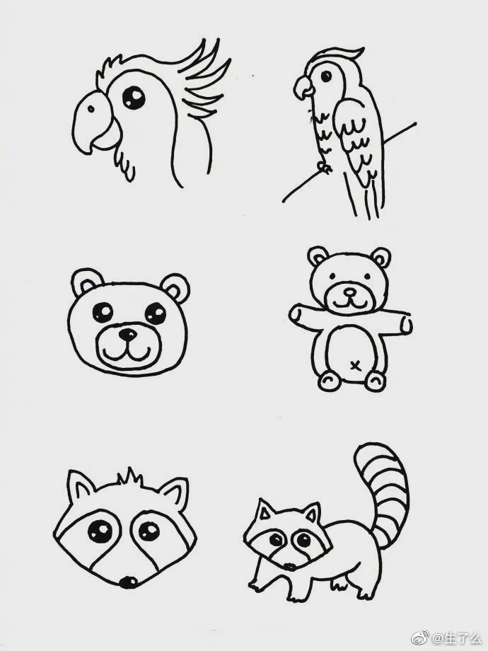 各种动物简笔画简单图片