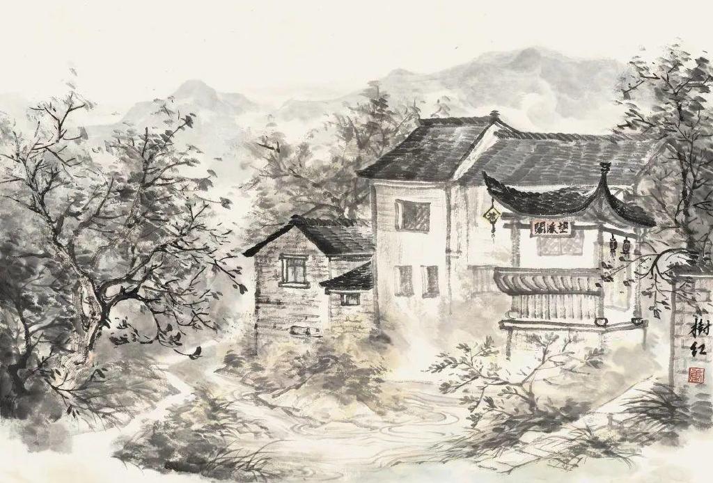 唐树红查济古村落写生作品欣赏|写生|周逢俊|老师_新浪新闻