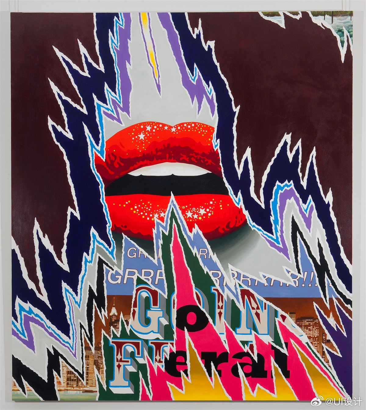 美式复古拼贴风绘画作品