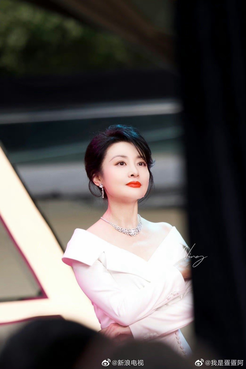 周涛一身白色长裙亮相某活动红毯……_高清图集_新浪网