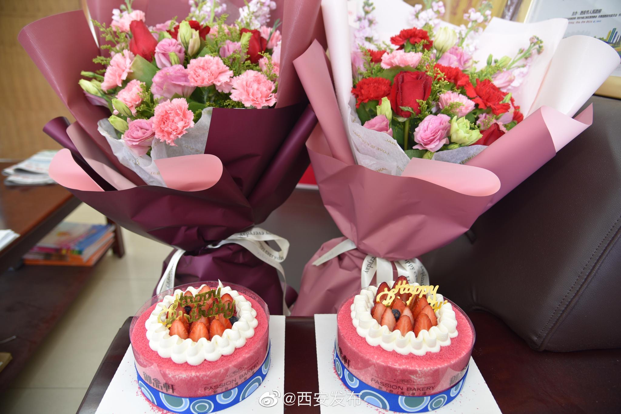 鲜花蛋糕送抗疫一线摆渡人